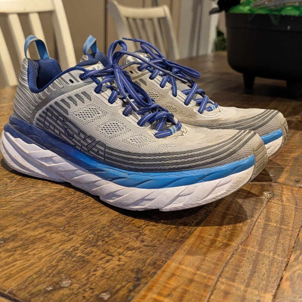 Hoka Men's Gray and Blue Athletic Shoes